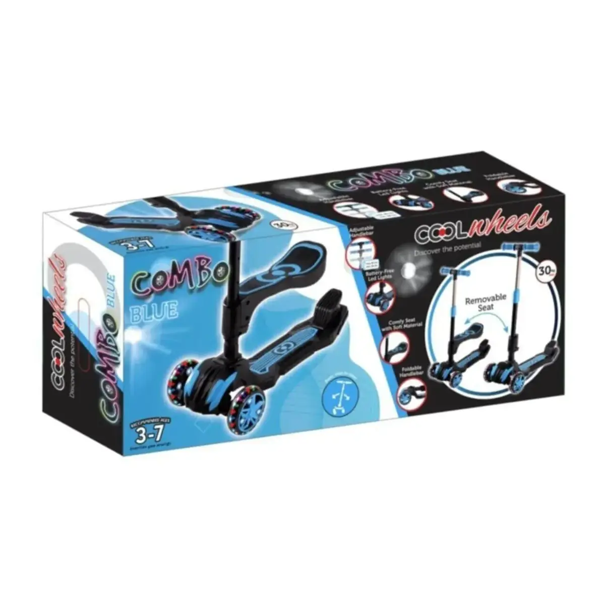 Cool Wheels Combo Oturaklı Scooter Mavi