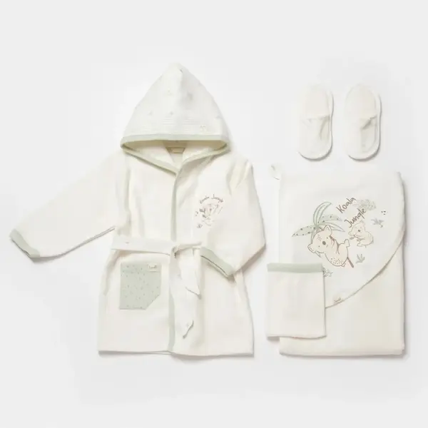 Bibaby Organik Bornoz Takımı Koala Jungle Mint