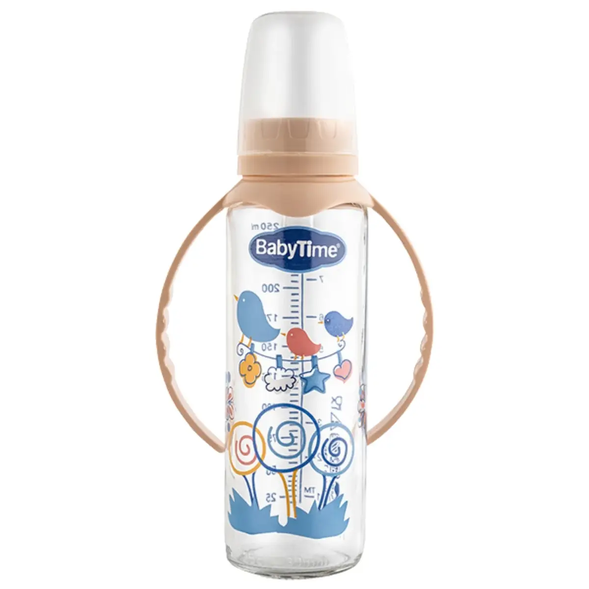 Baby Time Klasik Cam Biberon Silikon Kiraz Uçlu 225ml
