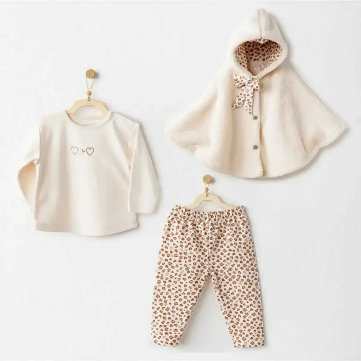 Andy Wawa 3lü Takım Little Leopard Ekru