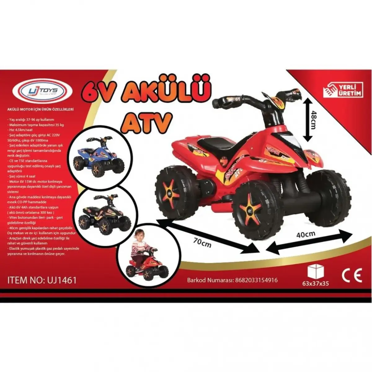 Akülü Atv 6 Volt Siyah
