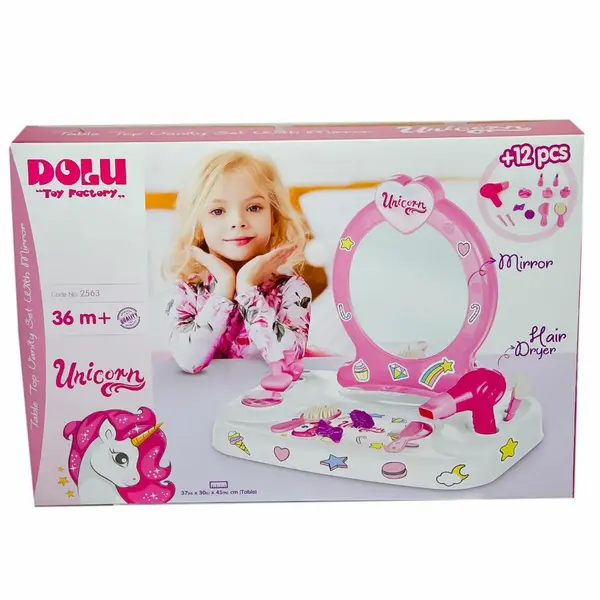 Dolu Unicorn Masaüstü Aynalı Makyaj Seti