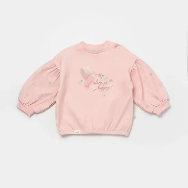 Bibaby Organik Swetshirt Always Happy Gül Kurusu - Mint