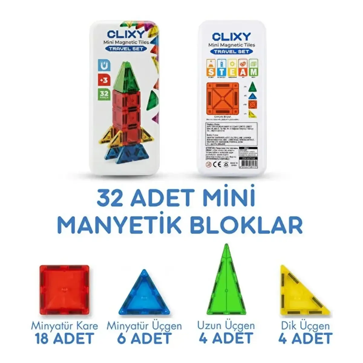 Clixy Advance Pack Mini Manyetik Bloklar Travel Set 32 Parça