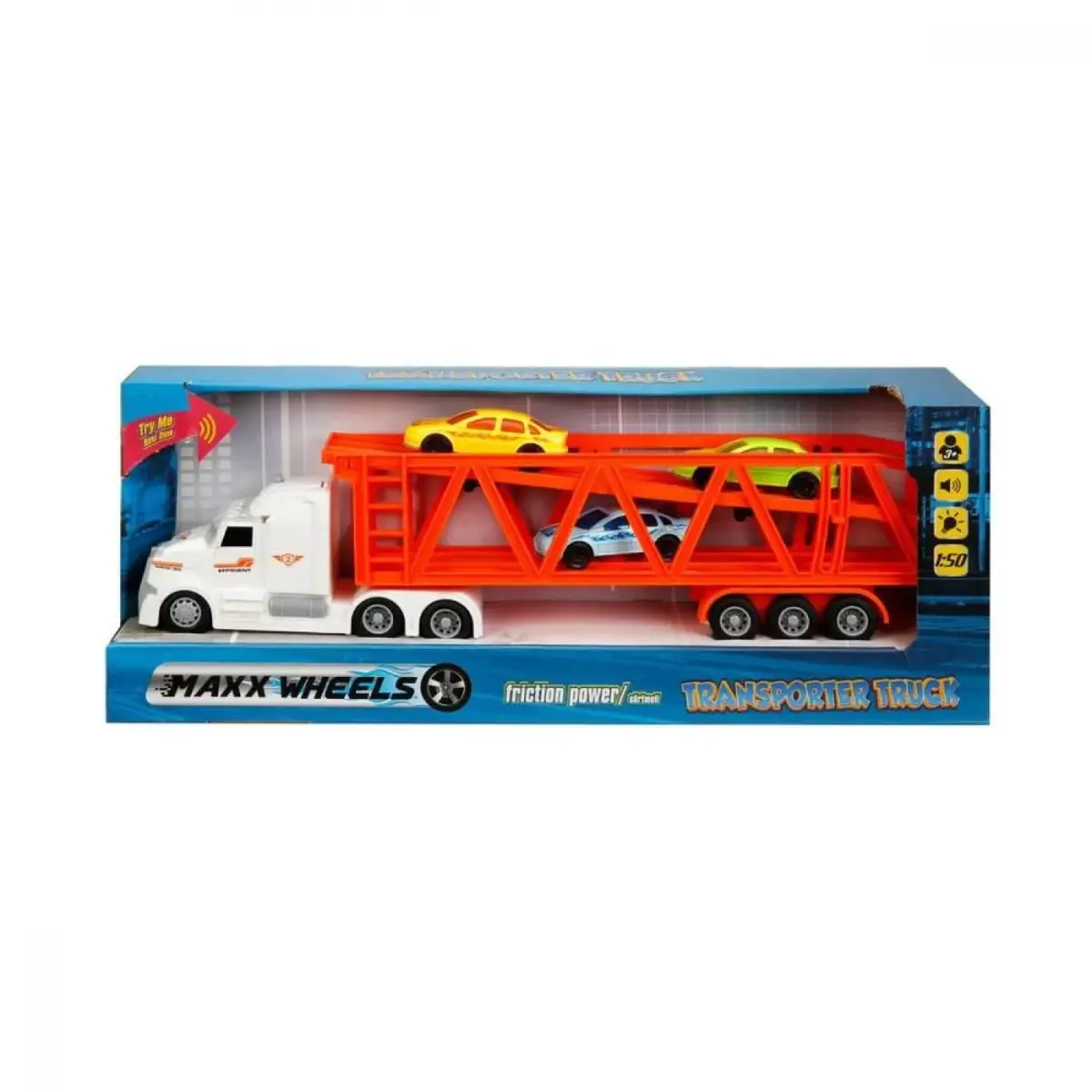 Transporter Sesli Işıklı Tır 3 Araçlı 36 Cm