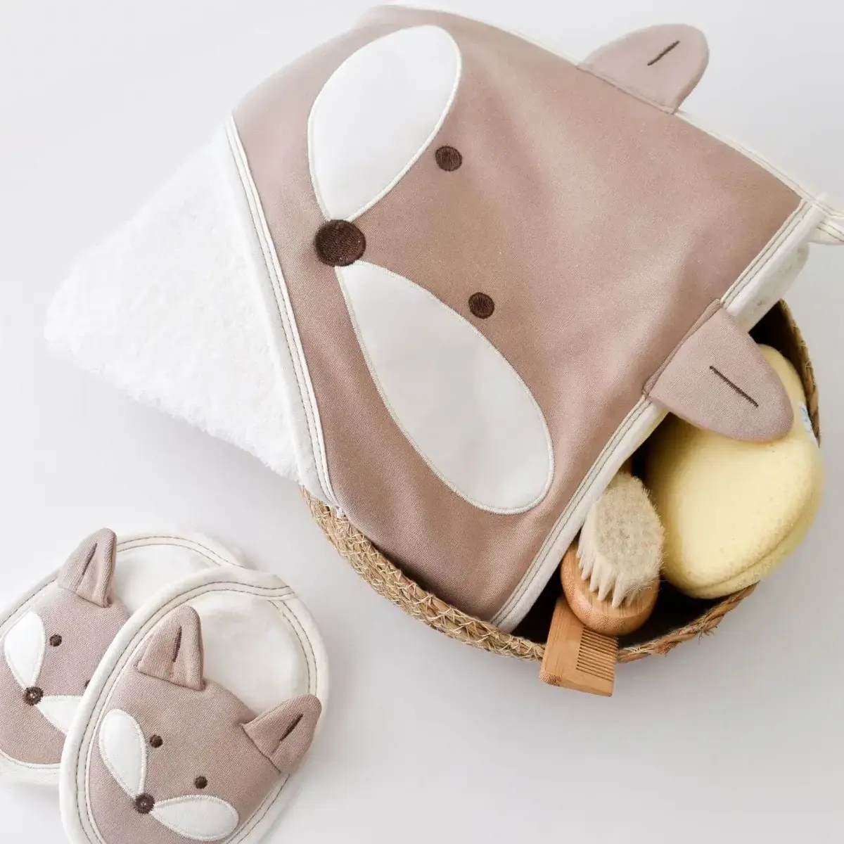 Bibaby Bornoz Takımı Sweet Fox Ekru - Kahverengi