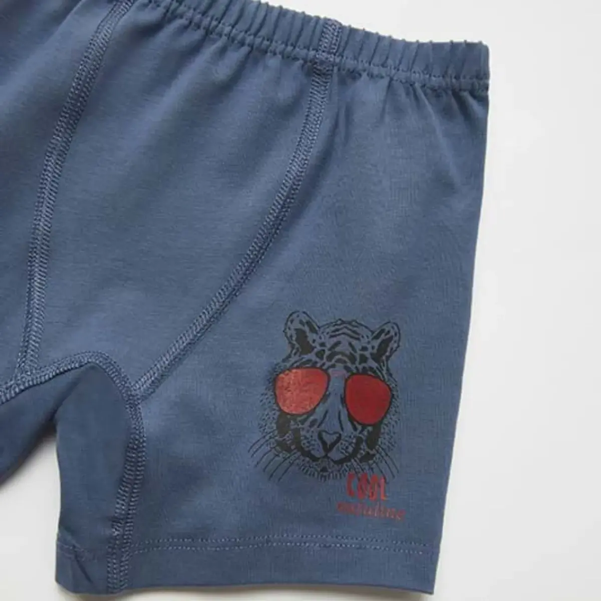 Natuline Organik Boxer Likralı Cool Tiger 2li İndigo - Gri Melanj
