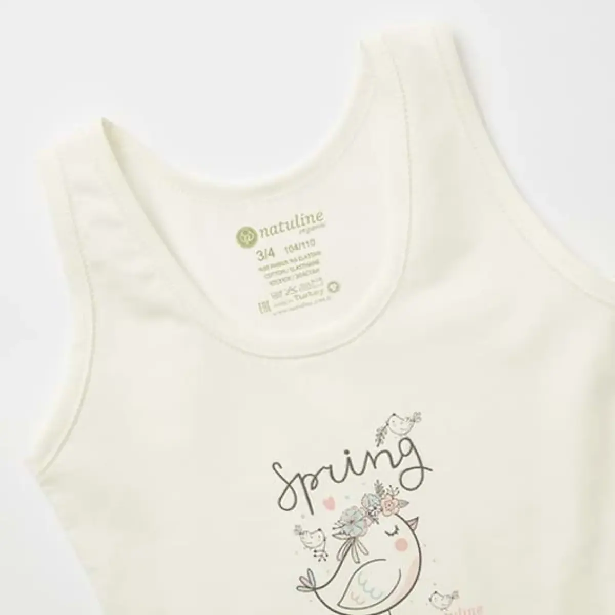 Natuline Organik Atlet Likralı Spring Bird 2li Pembe - Ekru