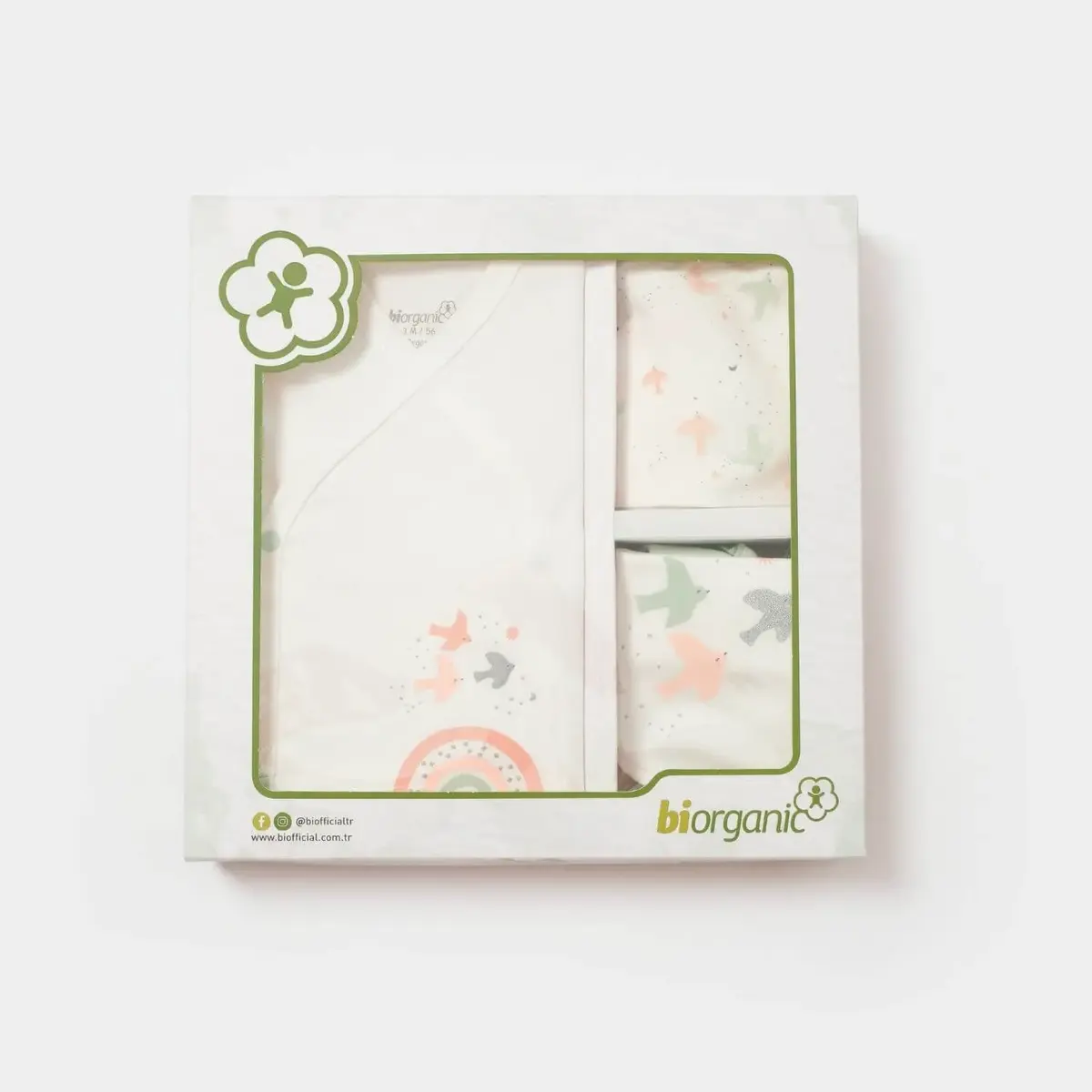 Bibaby Organik Hastane Çıkışı 5li Tiny Birds Ekru - Yeşil
