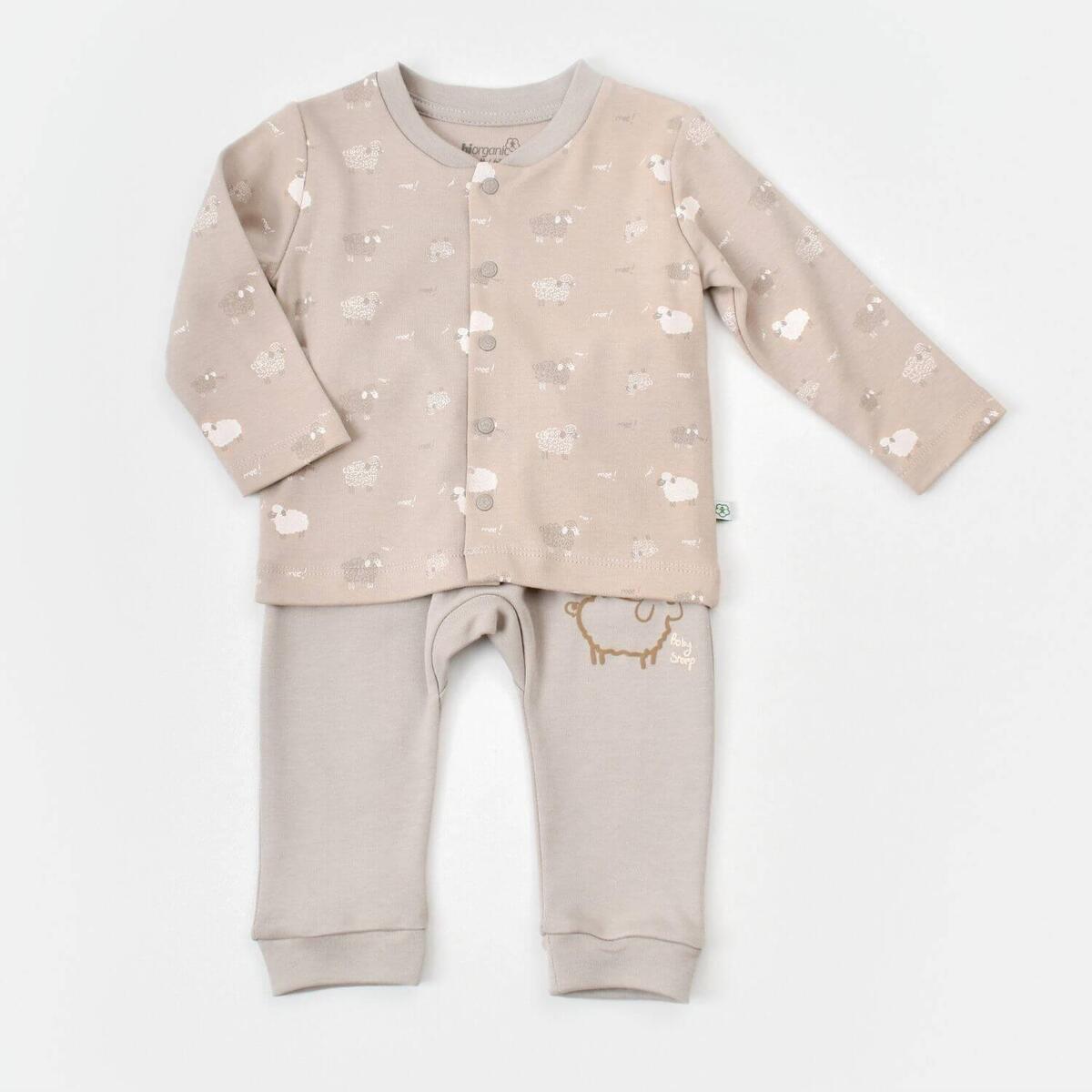 Bibaby Organik Pijama Takımı Curly Sheep Bej