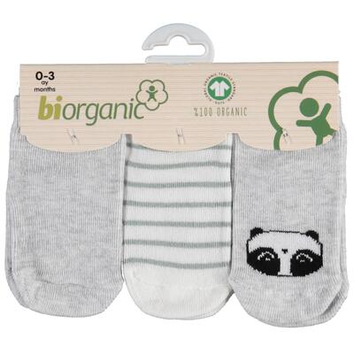Bibaby Organik Çorap Soket 3lü Clever Boy Gri