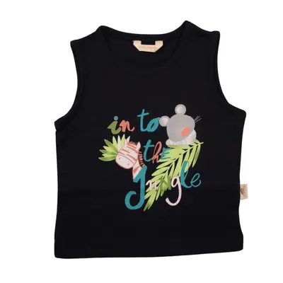 Mini Damla T-Shirt Kolsuz Jungle Lacivert