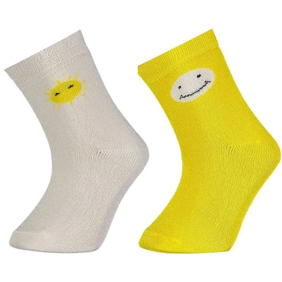 Bibaby Çorap Soket 2li Desenli Bamboo Sarı - Ekru Bibaby Çorap Soket 2li Desenli Bamboo Sarı - Ekru