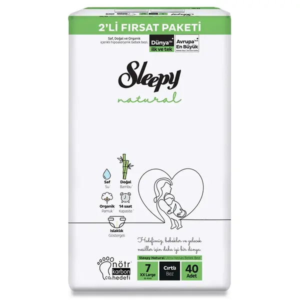 Sleepy Bebek Bezi Natural 7 Beden XXL 20-30 Kg 40lı Fırsat Paket