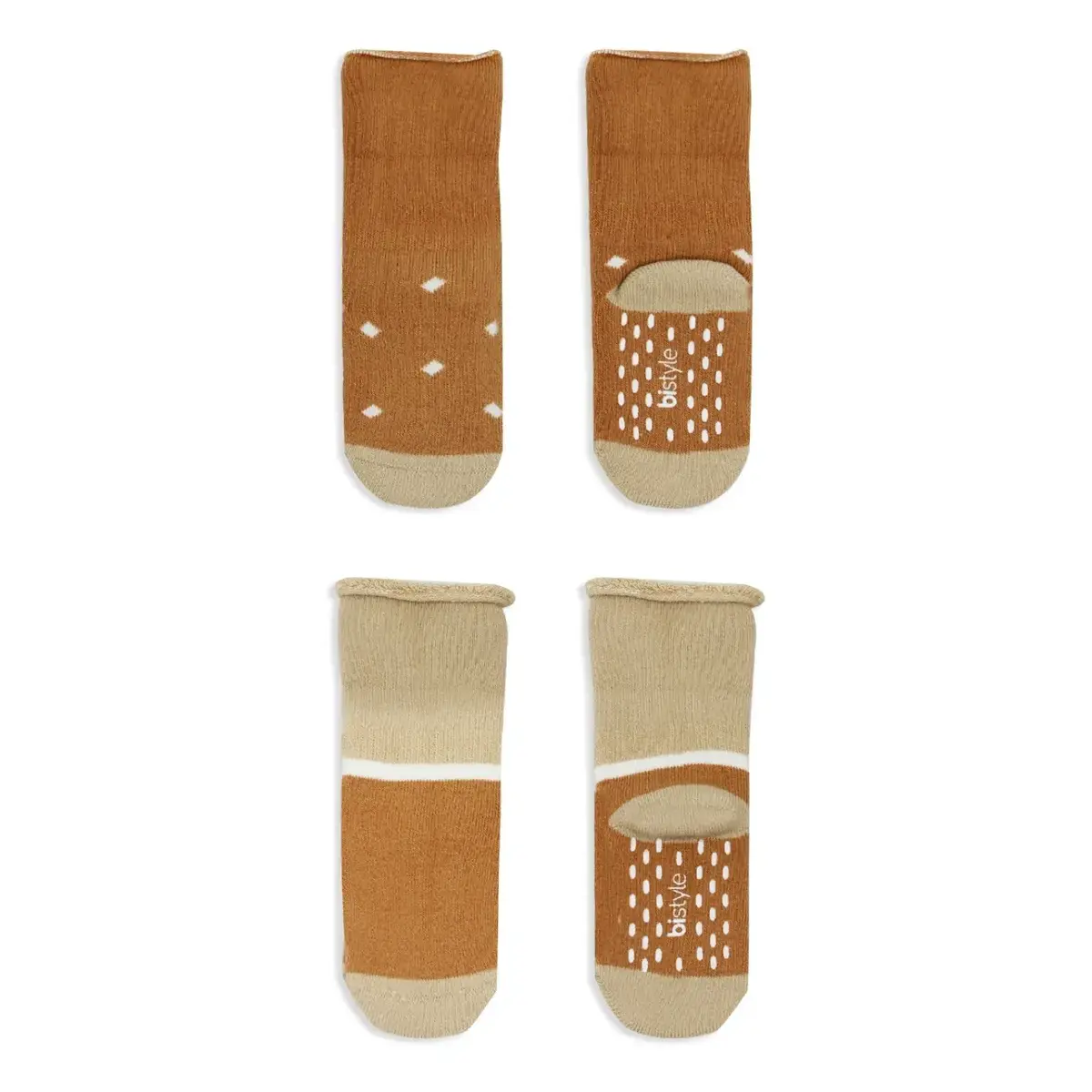 Bistyle Çorap Soket Havlu 2li Kaymaz Point Boy Hardal