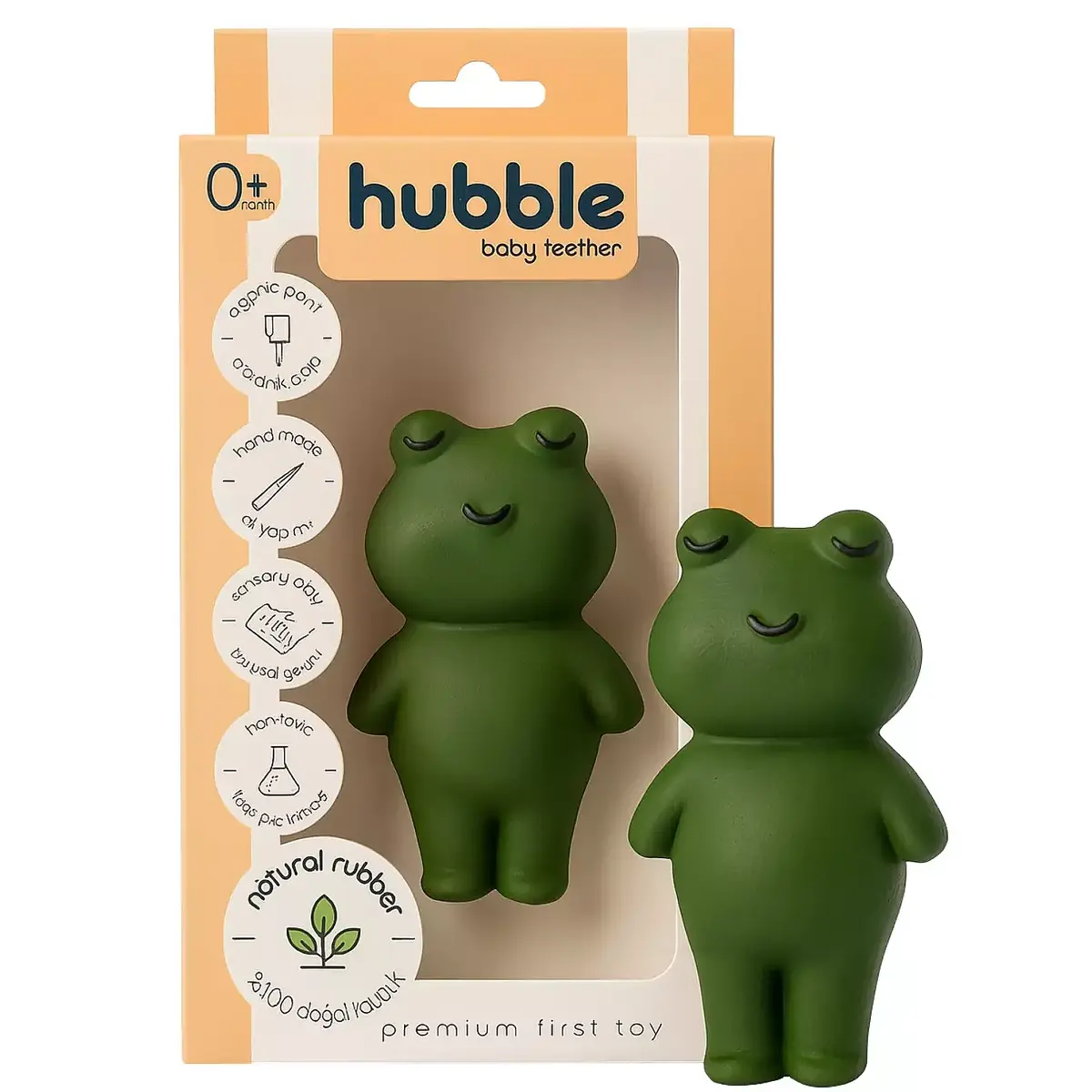 Hubble Doğal Bebek Diş Kaşıyıcı Ve Oyuncağı Kurbağa