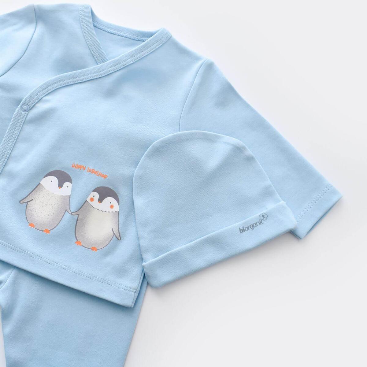Bibaby Organik Hastane Çıkışı 5li Hello New Penguins Mavi