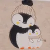 Mini Damla Battaniye Triko Penguen Nakışlı Bej