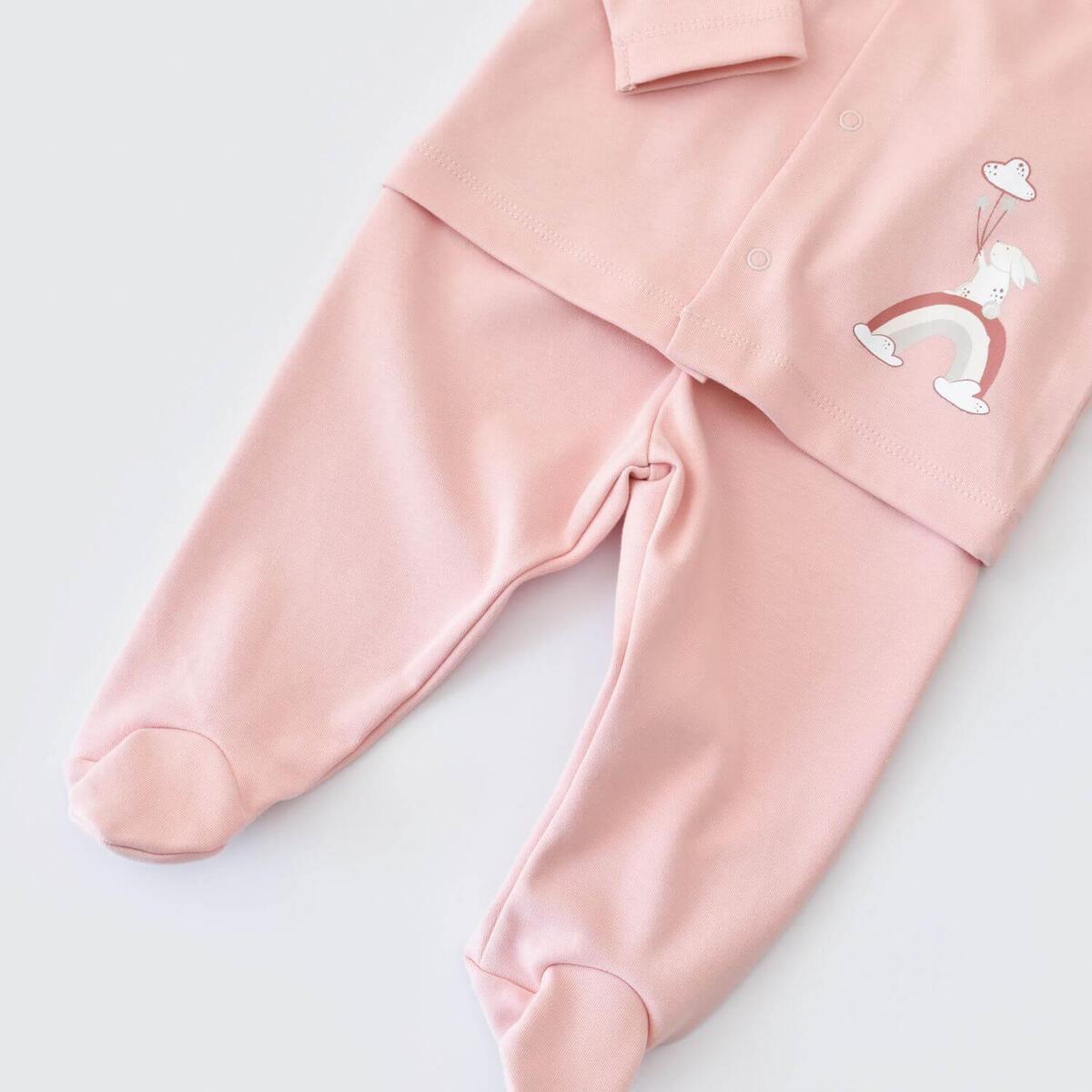 Bibaby Organik Pijama Takımı Live Color Rabbit Somon