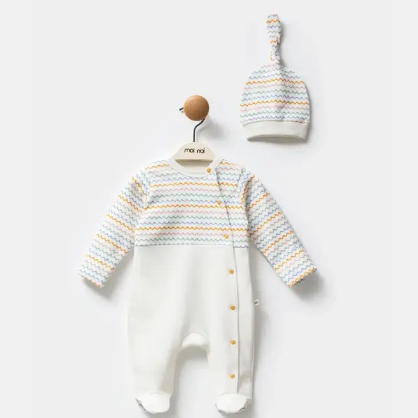 Moi Noi Tulum Şapkalı Zigzag Ekru