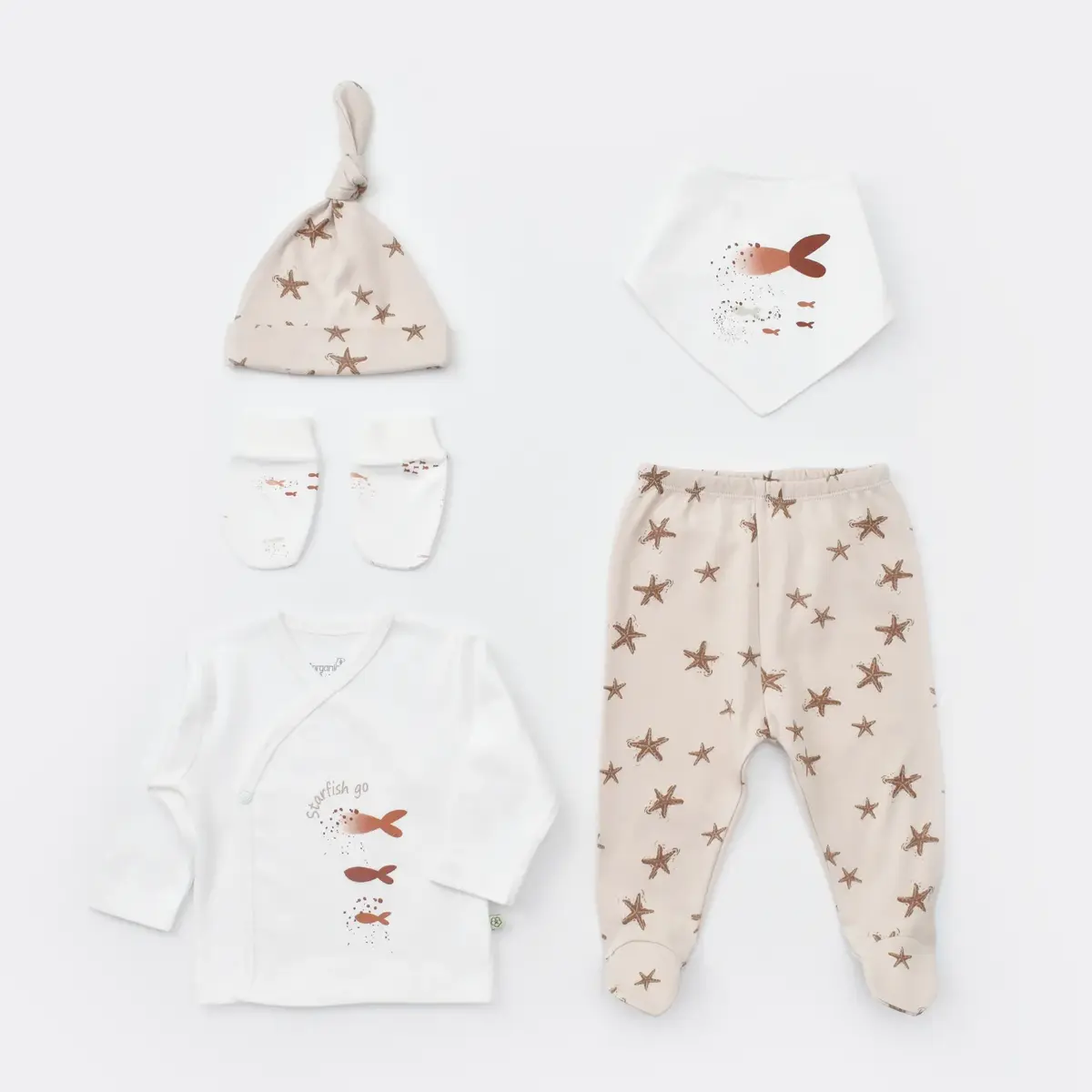 Bibaby Organik Hastane Çıkışı 5li Magic Starfish Latte