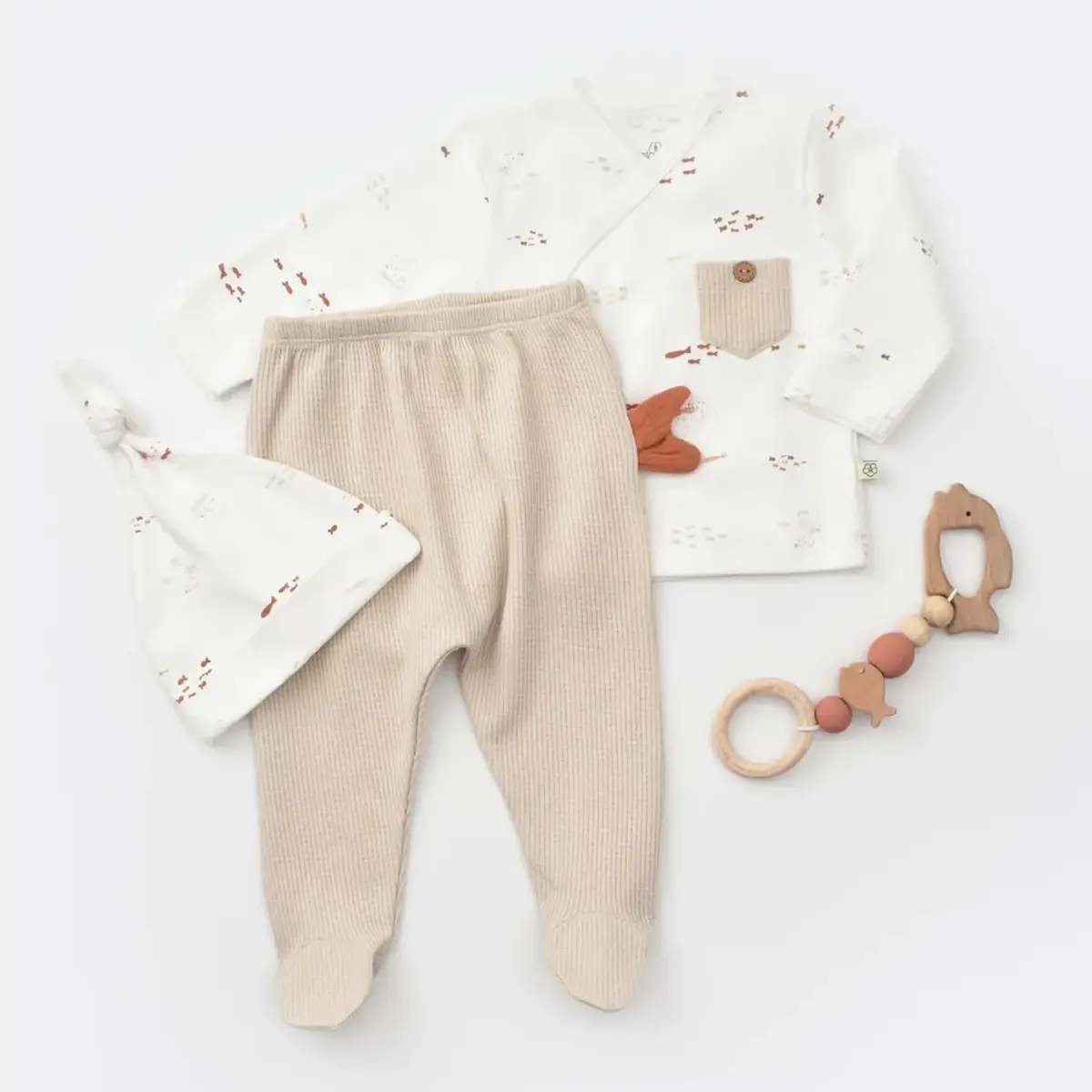 Bibaby Organik Zıbın Takımı 3lü Magic Starfish Latte