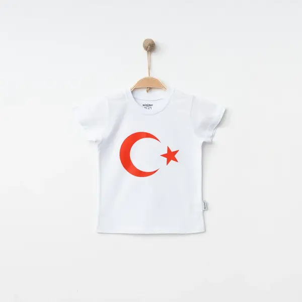 Winimo T-Shirt Ay Yıldız Baskılı Beyaz