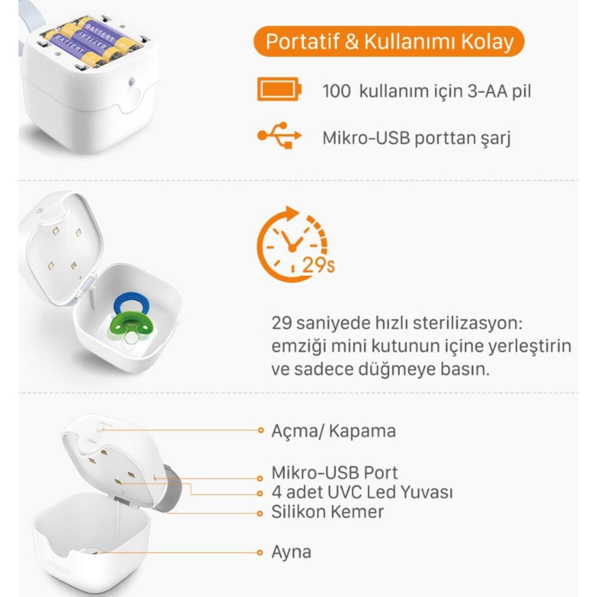 59S S6 Ultraviyole-C LED Mini Sterilizasyon Kutusu  