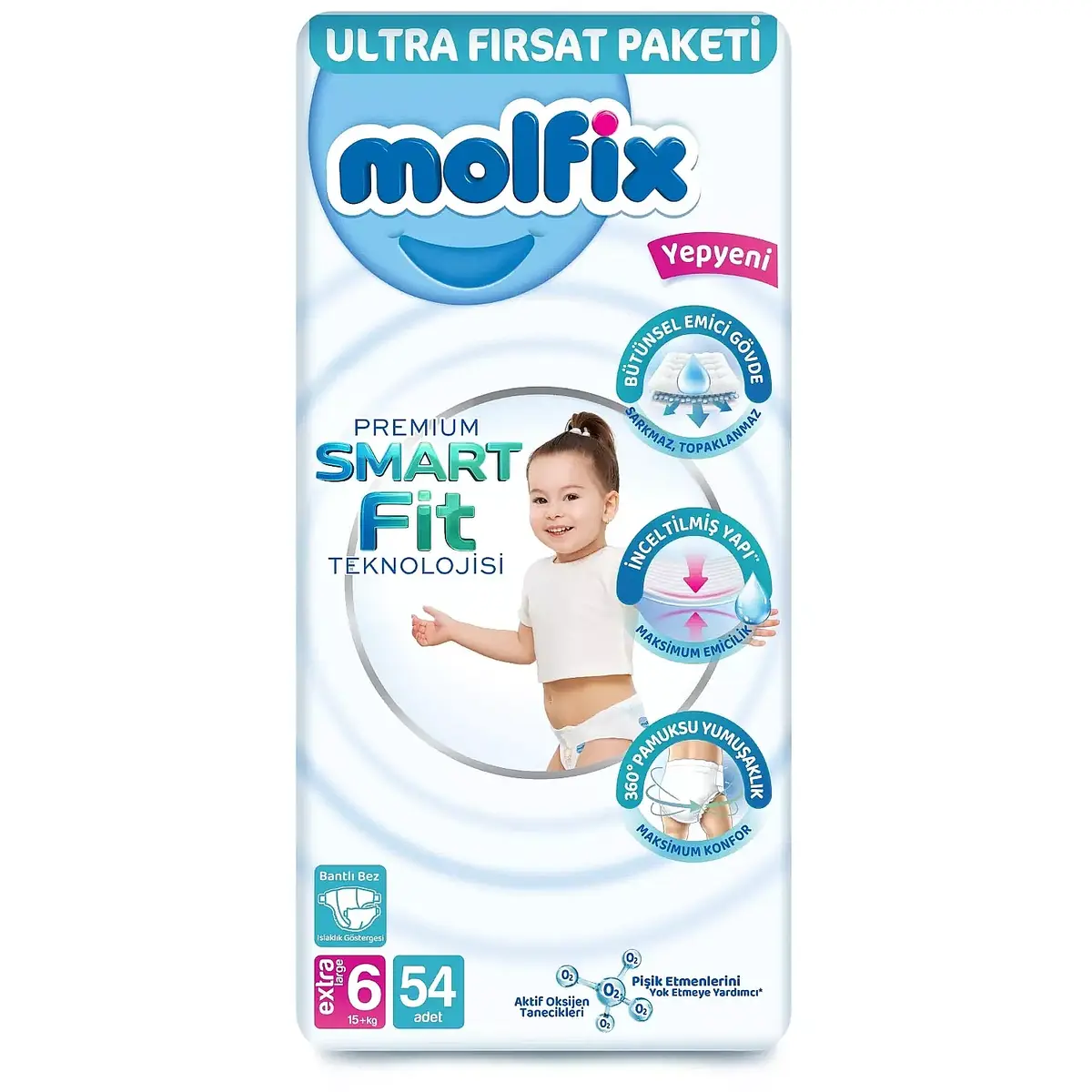 Molfix Premade Bebek Bezi 6 Beden XLarge 54lü Ultra Fırsat Paketi
