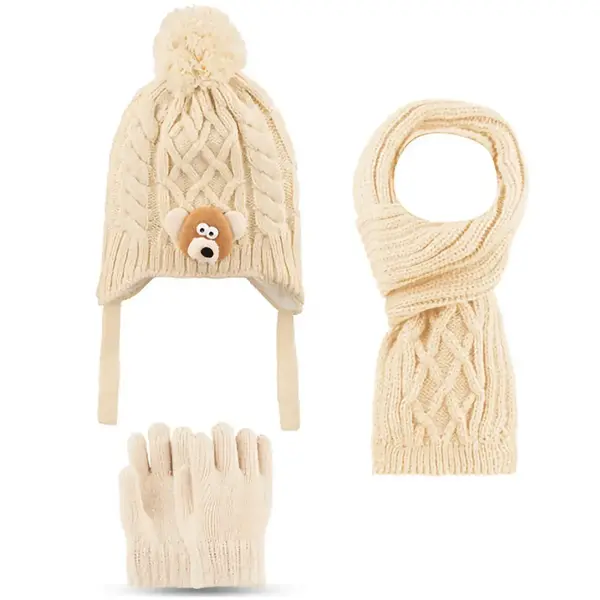 Kitti Eldiven Atkı Bere Takım 1-4 Yaş Krem Asortili