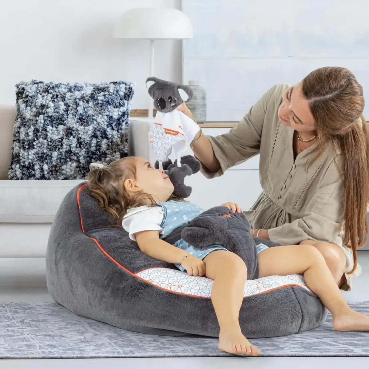 Gezenbebe Comfy Dolgulu Bebek Pufu Charcoal