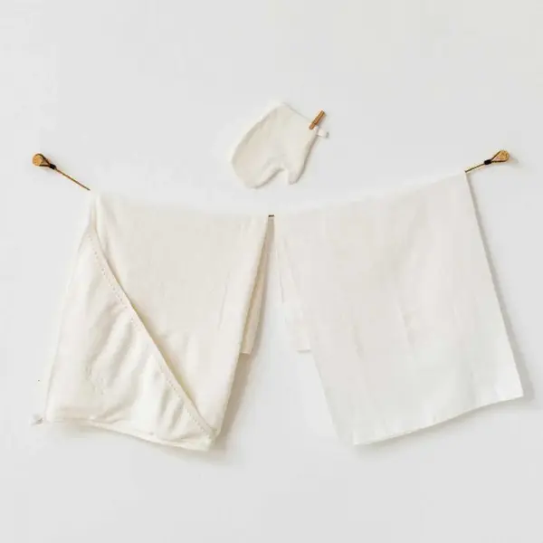 Andy Wawa Havlu Takımı 3lü Müslin Natura Wawa Organik Girl Ekru