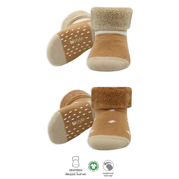 Bistyle Çorap Soket Havlu 2li Kaymaz Point Boy Hardal