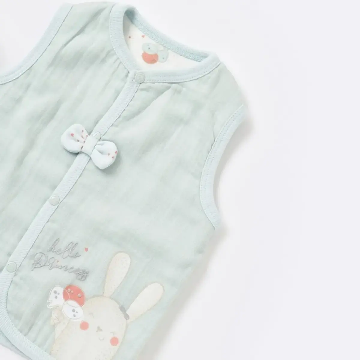 Bibaby Organik Yelek Pretty Ears Bunny Mint - Ekru