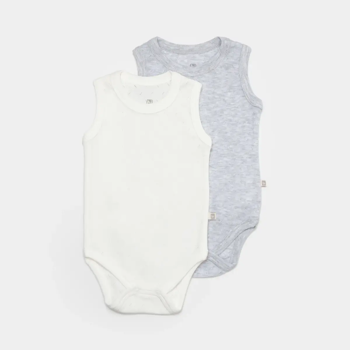 Bibaby Atlet Body 2li Jakarlı Gri Melanj - Ekru
