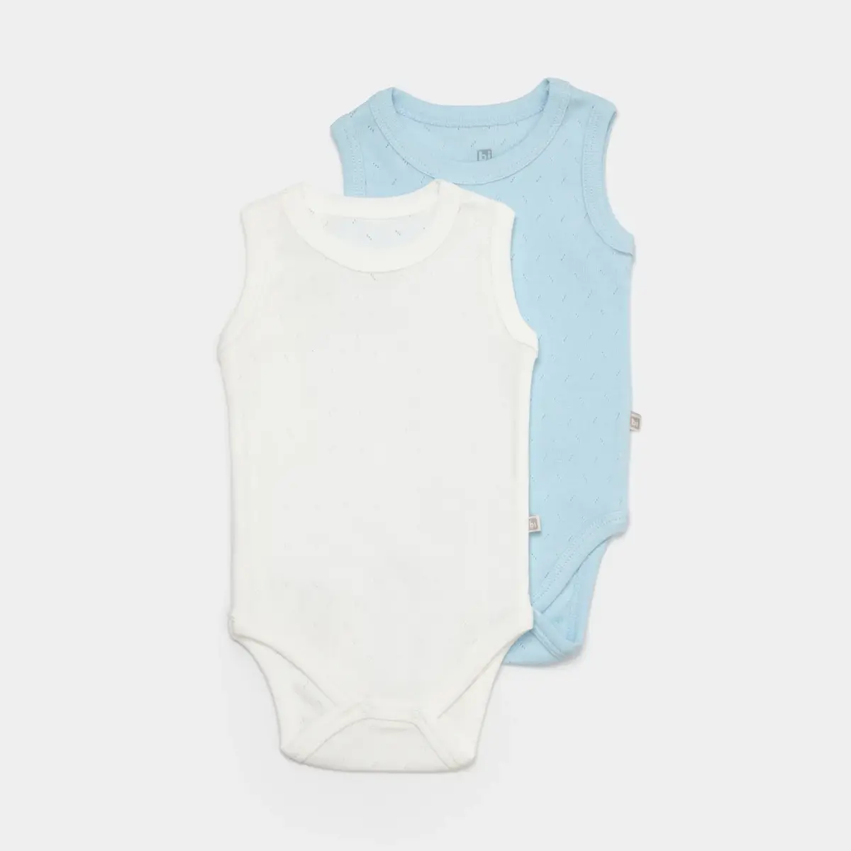 Bibaby Atlet Body 2li Jakarlı Mavi - Ekru
