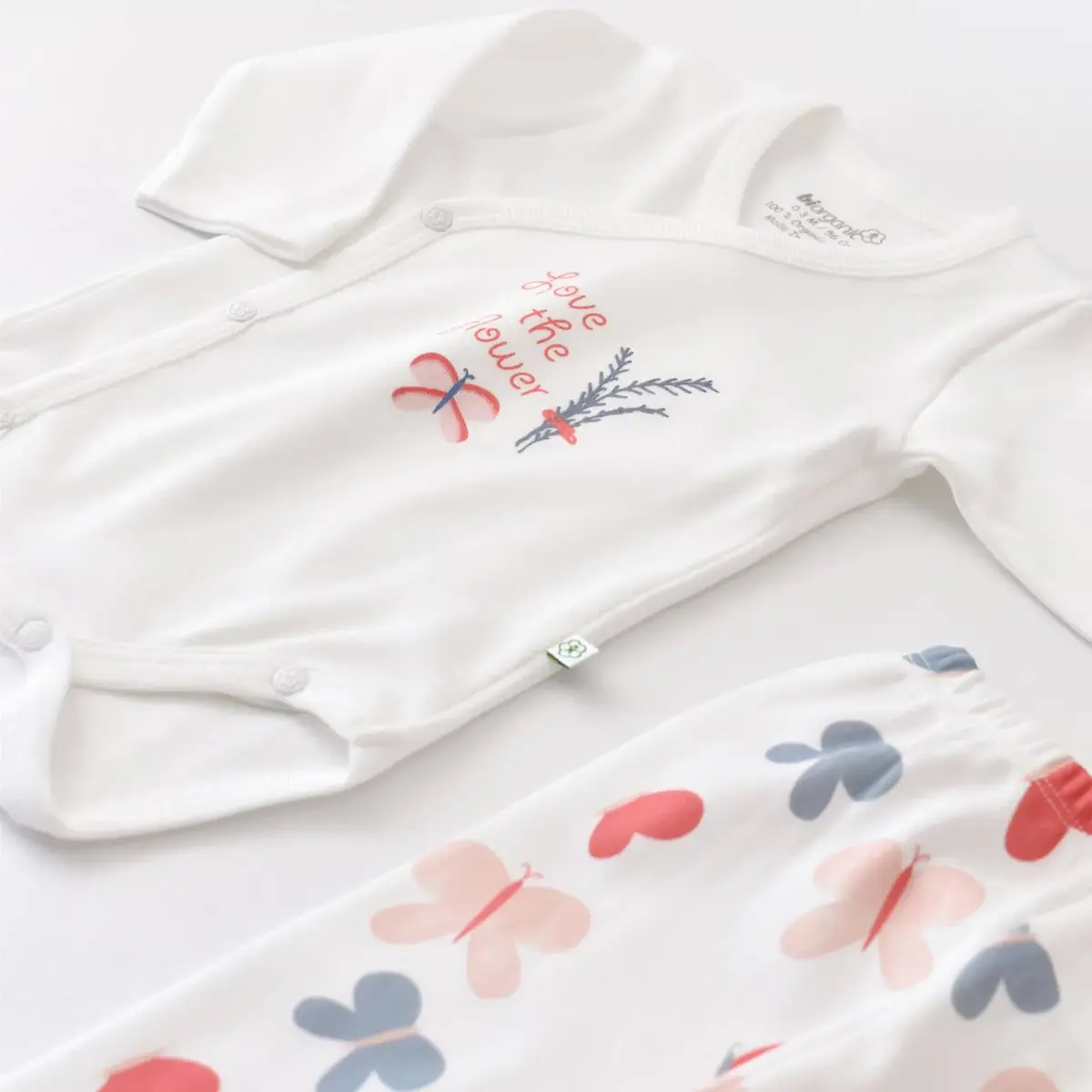 Bibaby Organik Zıbın Takımı Wild Flowers Coral