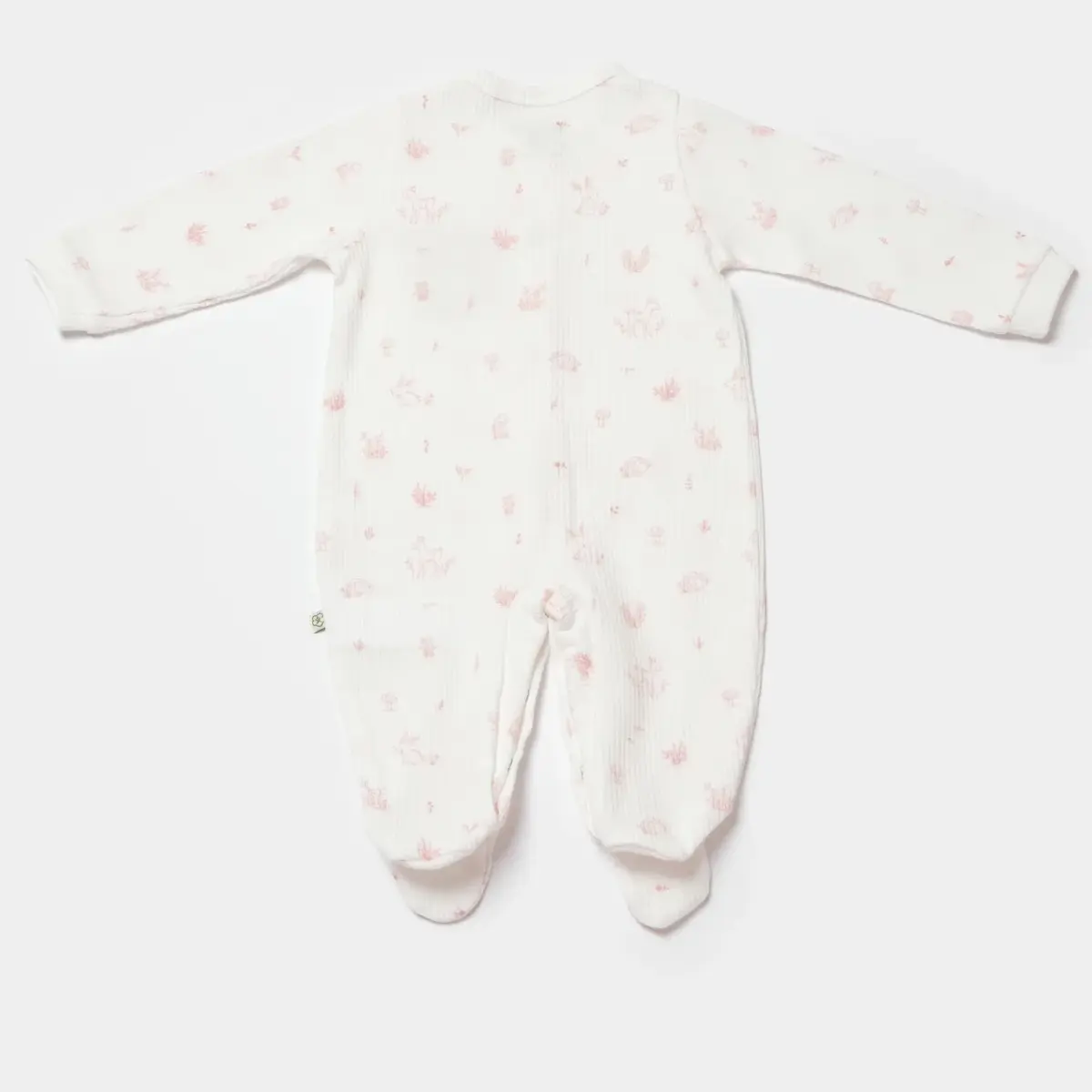 Bibaby Organik Salopet Waffle Deer And Bird Ekru - Rose