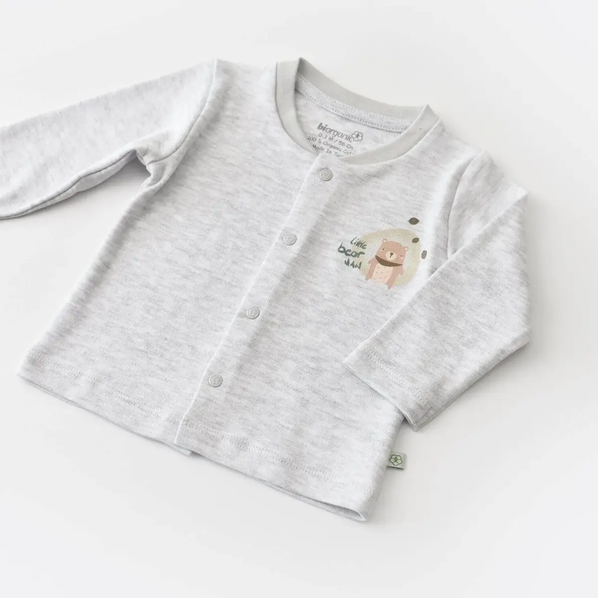 Bibaby Organik Zıbın Takımı Battaniyeli Tüllü Hug Me Bear Kar Melanj