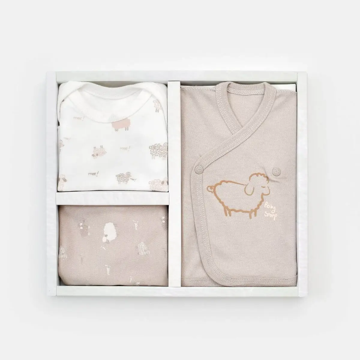 Bibaby Organik Zıbın Takımı Curly Sheep Prematüre Bej