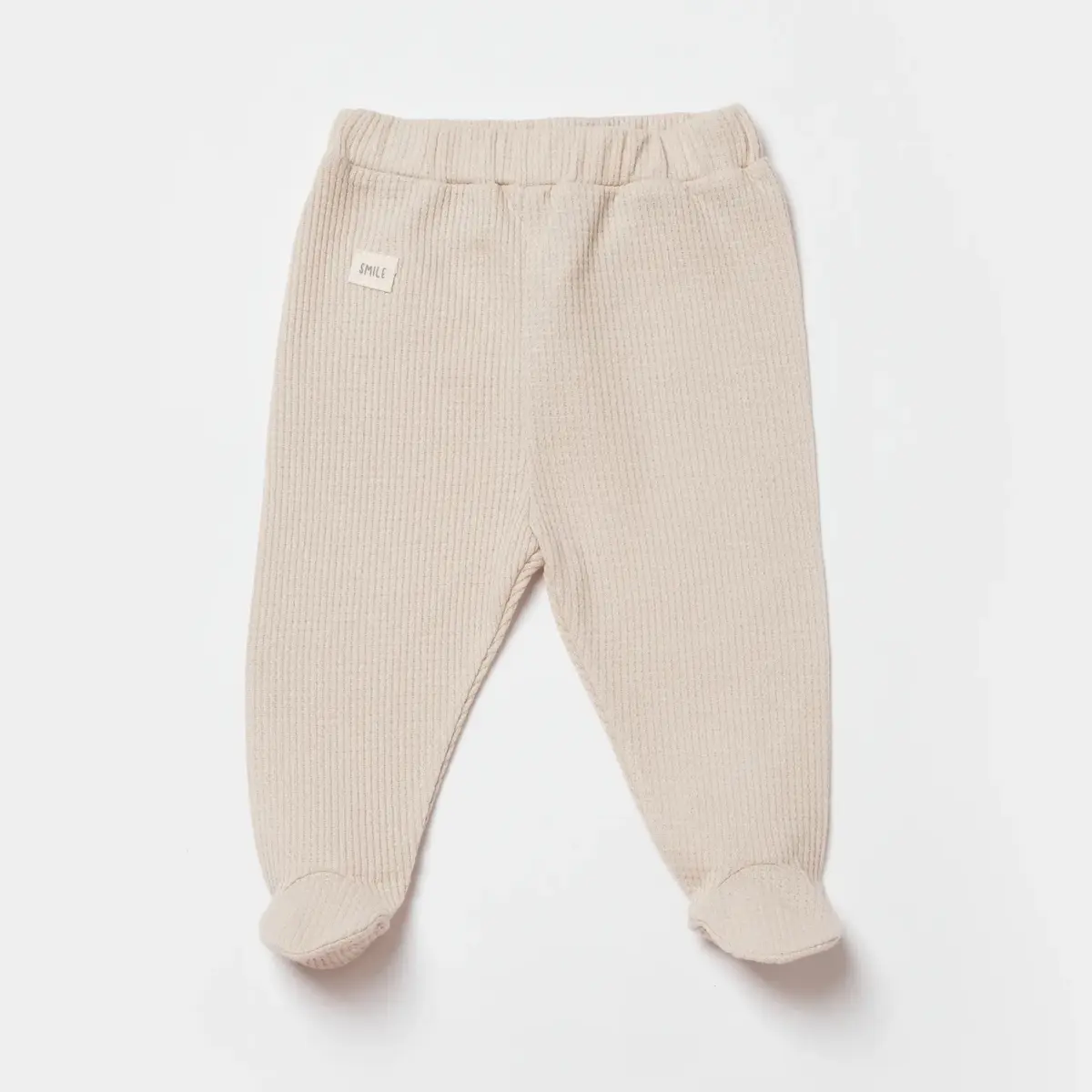Bibaby Organik Pantolon Patikli Waffle Smile Bej Bibaby Organik Pantolon Patikli Waffle Smile Bej