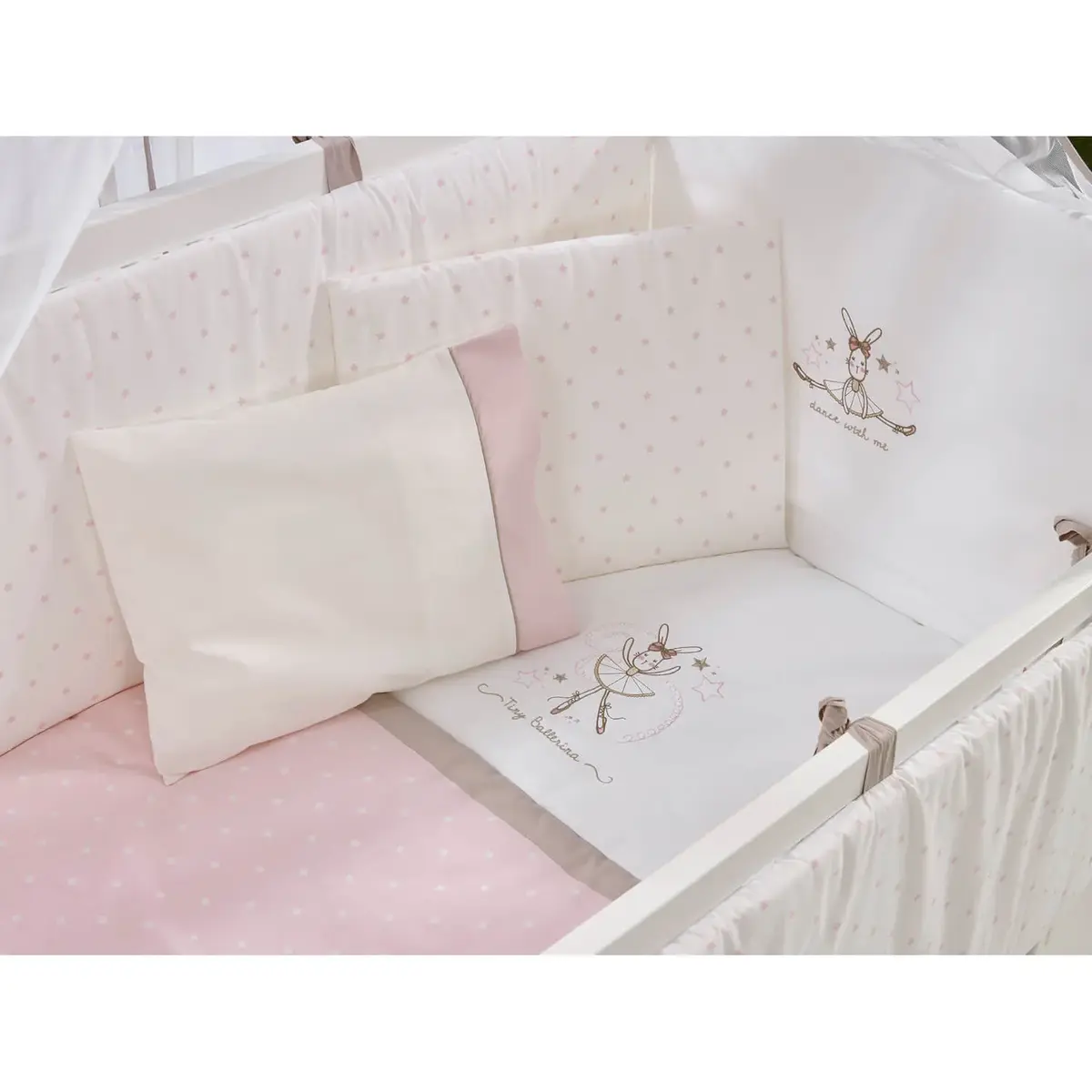 Meltem Smart Kral Beşik 60x120 cm Beyaz -  Tiny Ballerina Pembe