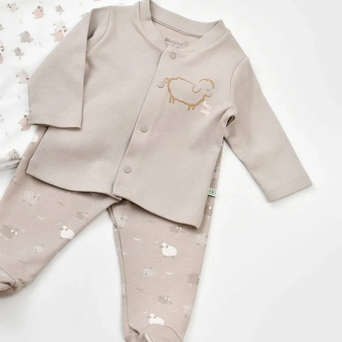 Bibaby Organik Zıbın Takımı Battaniyeli Tüllü Curly Sheep Bej