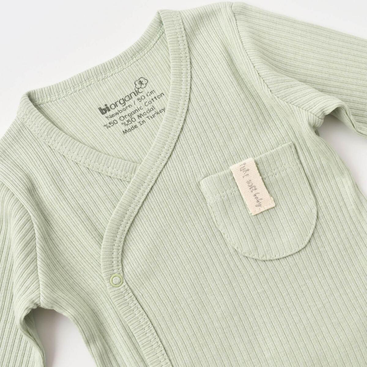 Bibaby Organik Body Kruvaze Eldivenli Soft Modal Yeşil