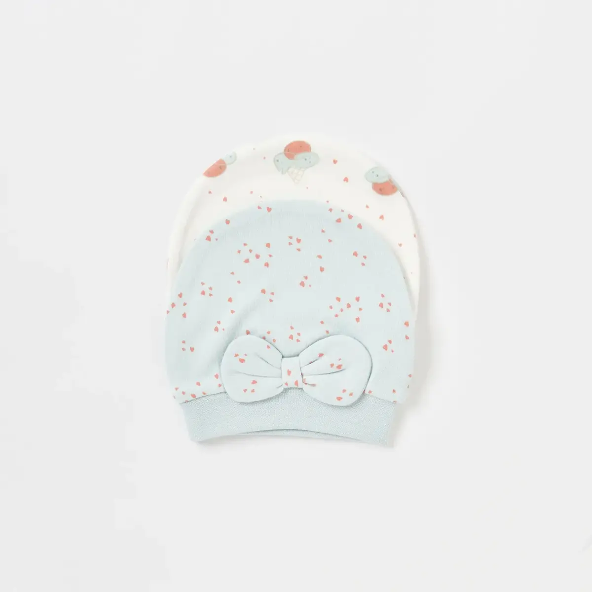 Bibaby Organik Şapka 2li Pretty Ears Bunny Mint - Ekru