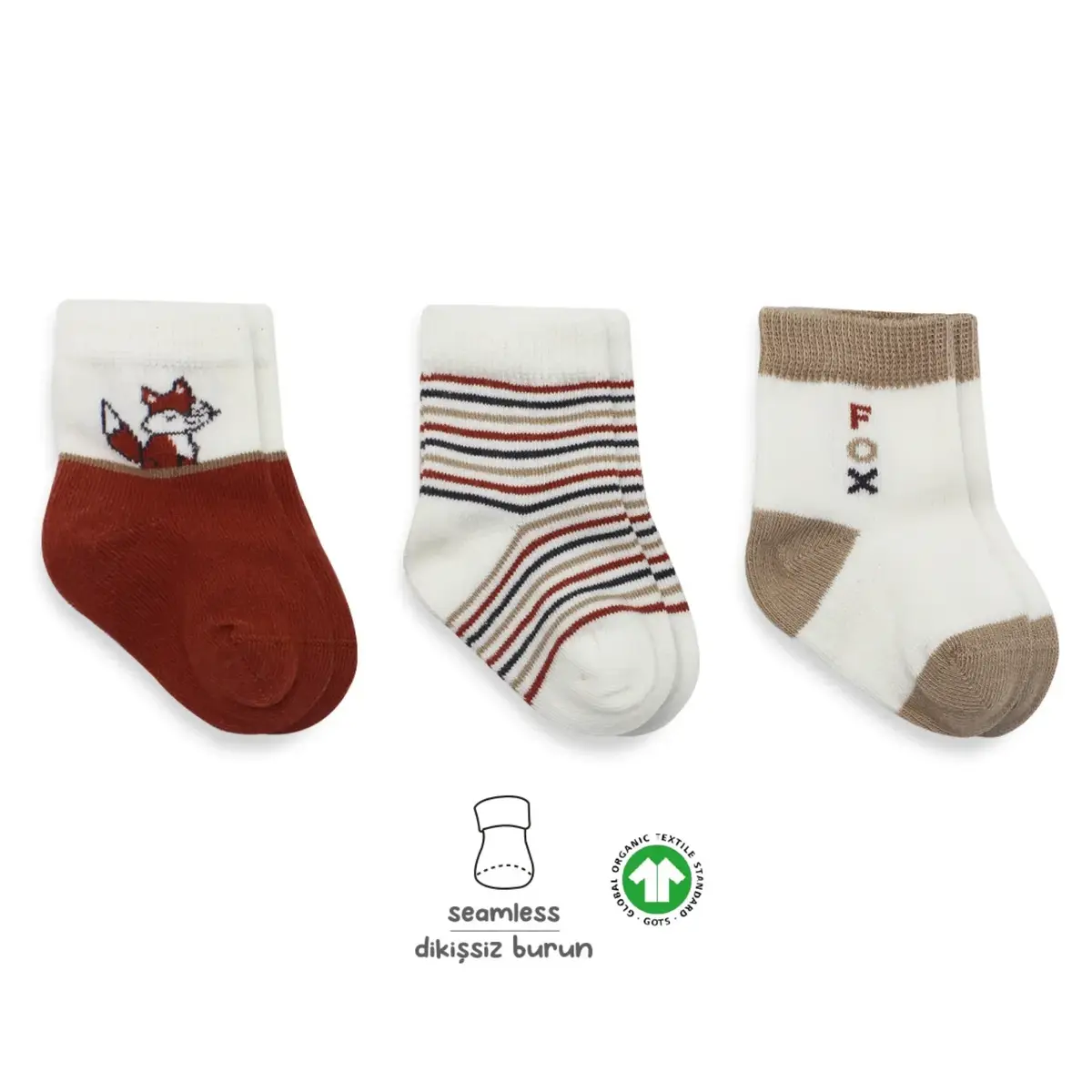 Bibaby Çorap Soket 3lü Bistyle Fox Penye Kiremit
