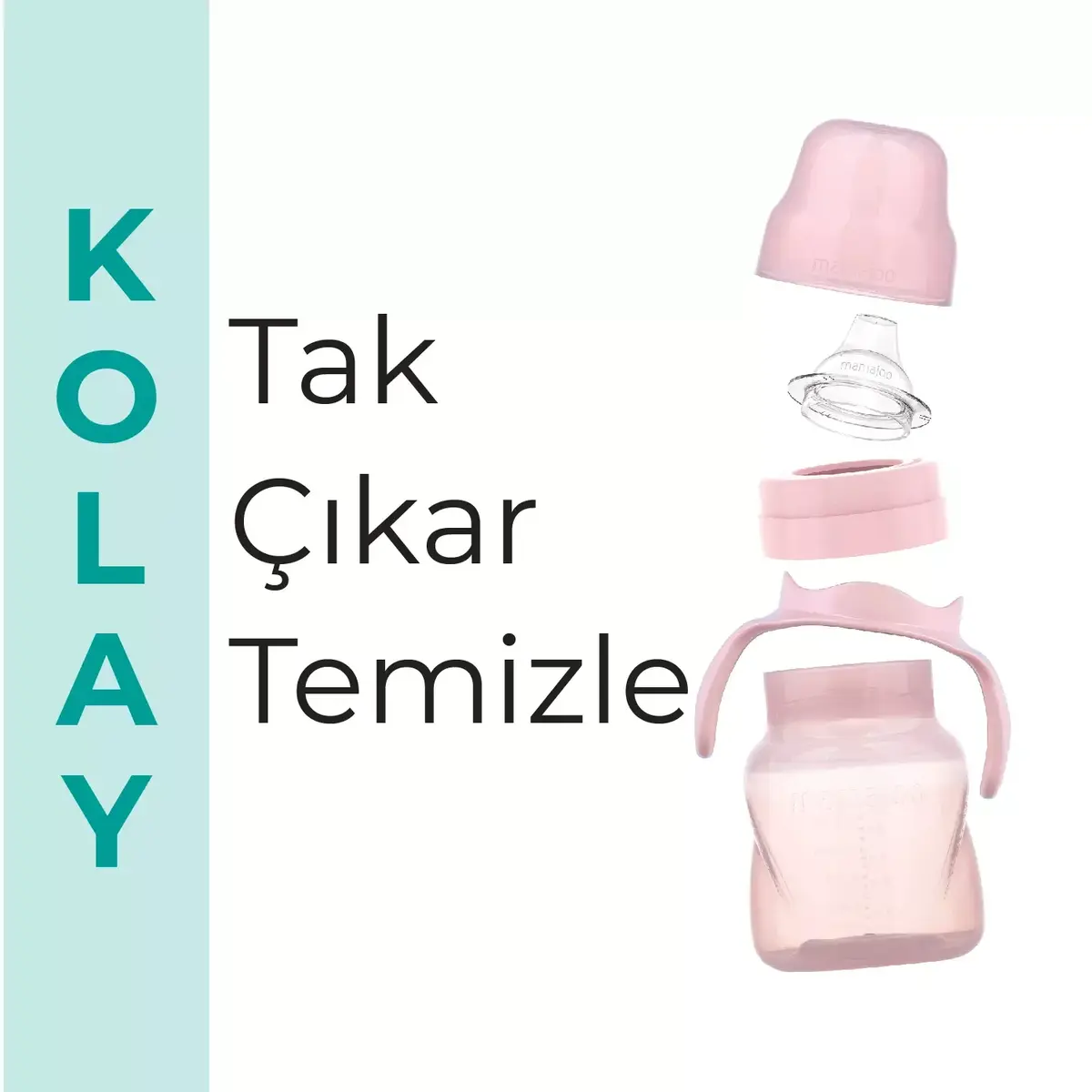 Mamajoo Kulplu Eğitici Bardak 160 ml Powder Pink