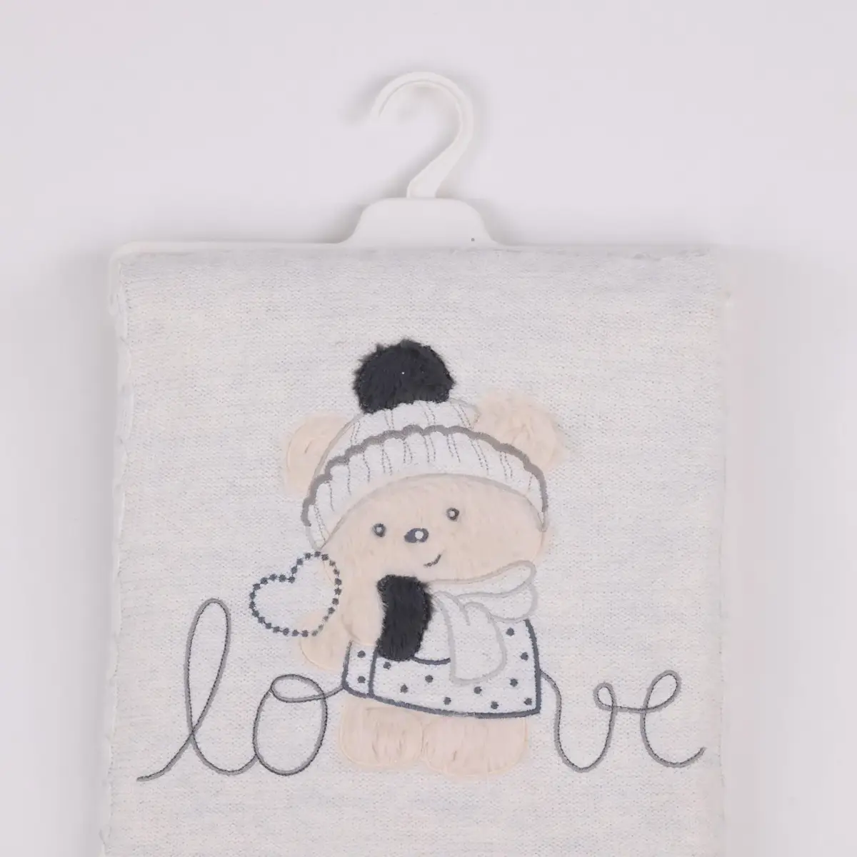 Mini Damla Battaniye Triko Love Nakışlı 80x100cm Gri Mini Damla Battaniye Triko Love Nakışlı 80x100cm Gri