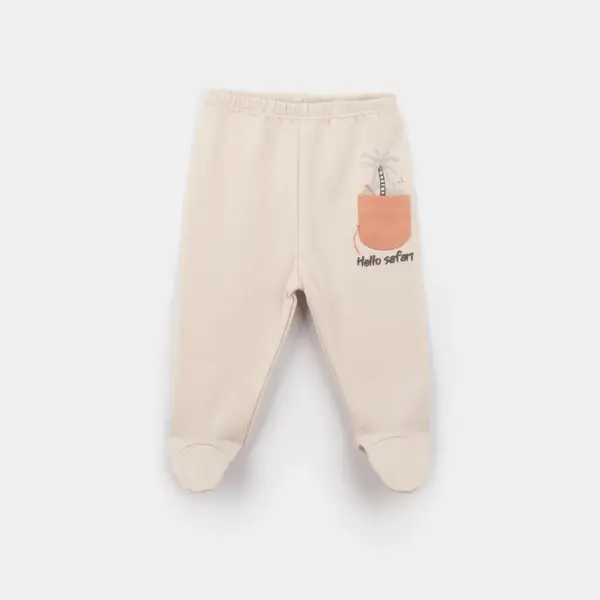 Bibaby Organik Pantolon Patikli Hello Safari Ekru - Kiremit