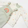 Bibaby Organik Salopet Tulum Tiny Birds Ekru - Yeşil